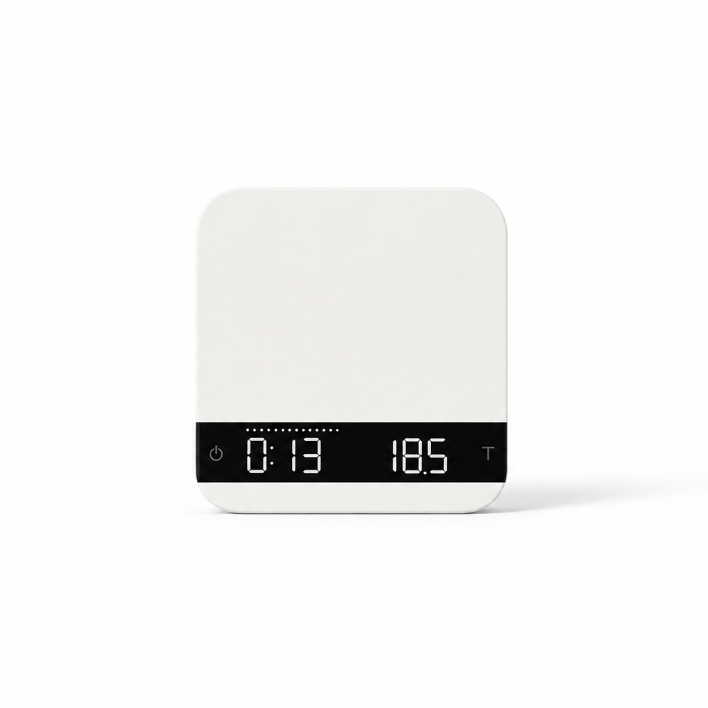 Premium Compact Espresso Coffee Scale in White, Grey & Black