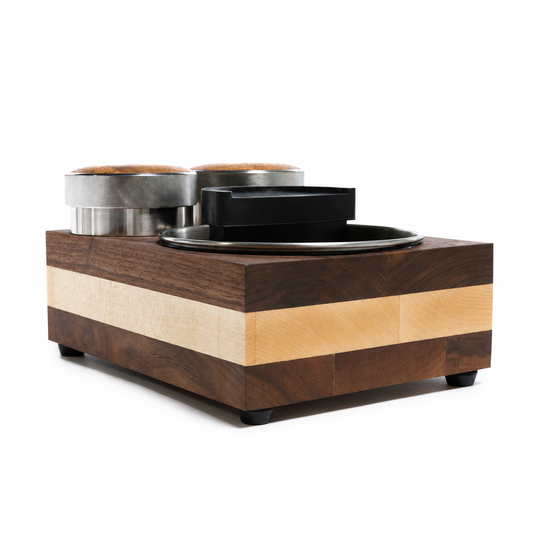 Premium 58.3mm Espresso Tamp Station Set in Hardwood Finishes